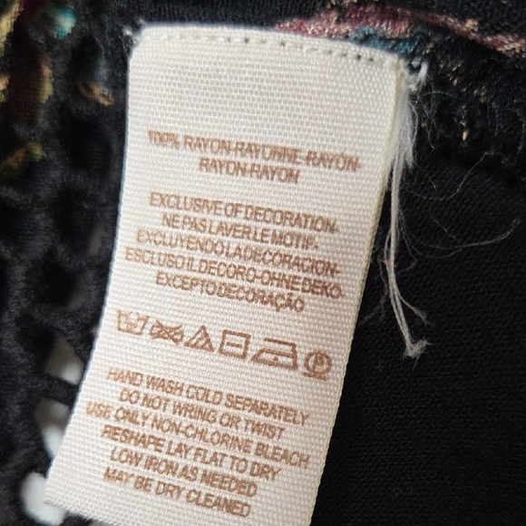 Free People Just The Two Of Us Black Floral Tunic Top - Picture 6 of 8